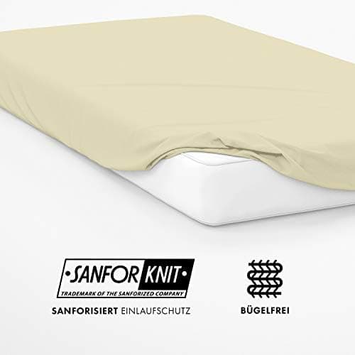 Jacobson Jersey-Spannbettlaken aus Baumwolle – OEKO-TEX STANDARD 100, 180x200–200x200 cm, Weiß