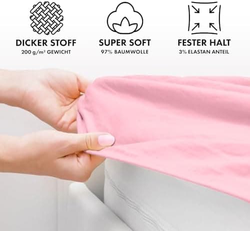 Jacobson Premium Spannbettlaken Jersey 200 g/m² – XL Überlänge für Matratzengrößen 140×200–160×220 cm, Natur