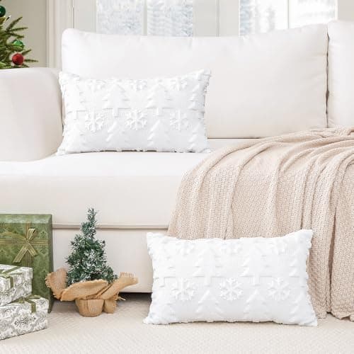 Artscope 2er-Set Kissenbezüge (40x40 cm) – weicher Kurzplüsch Wollsamt, Schneeflocke Creme Beige