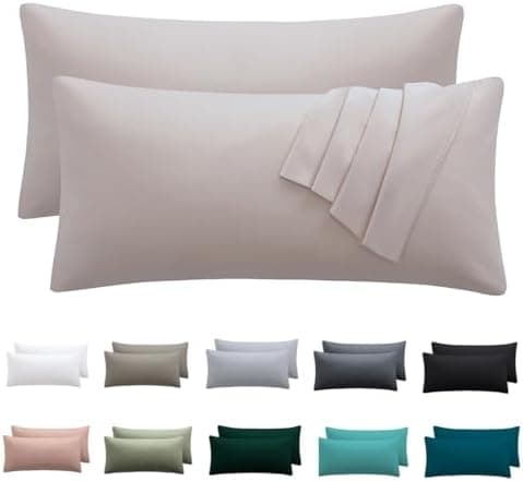 Kissenbezug 40x80 cm 2er Set – 100% Mikrofaser Beige, weich & bügelfrei mit Reißverschluss