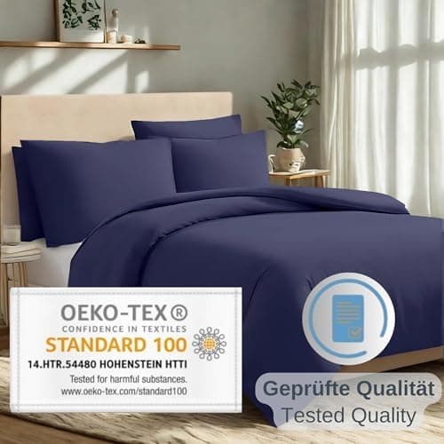 Komfortec Bettwäsche 2‑teilig (Bettbezug 155x220 + Kissenbezug 80x80) – superweiche gebürstete 100% Mikrofaser, Grau, OE