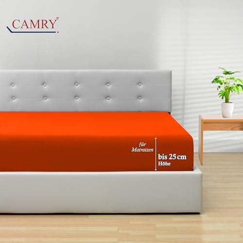 Camry Spannbettlaken 180x200–200x200 cm – Baumwoll‑Jersey Orange