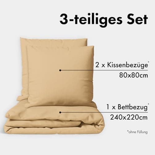 JACOBSON Bettwäsche 135x200 – 100% Baumwolle Perkal, OEKO‑TEX, 2‑teilig (135x200 + 80x80) mit Reißverschluss, Anthrazit