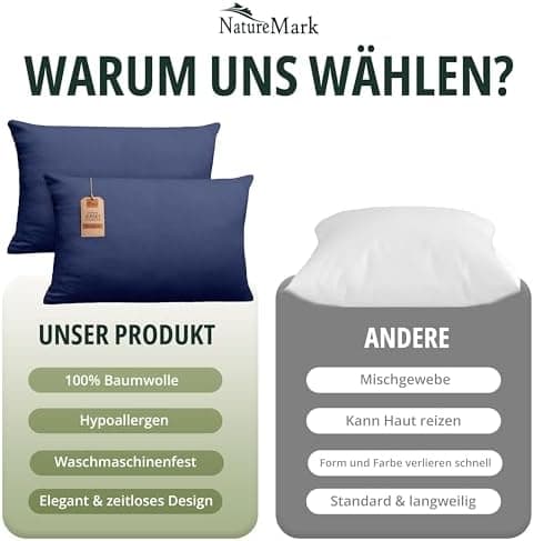 NatureMark Jersey Kissenbezüge – weich & atmungsaktiv, hautfreundlich – 40x40 cm, Anthrazit