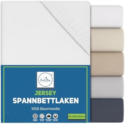 Spannbettlaken 140x200 cm – 100% Baumwoll‑Jersey, passend für Matratzen bis 25 cm Höhe