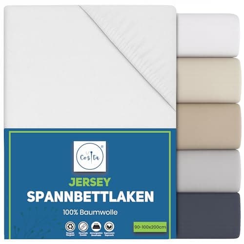 Spannbettlaken 140x200 cm – 100% Baumwoll‑Jersey, passend für Matratzen bis 25 cm Höhe