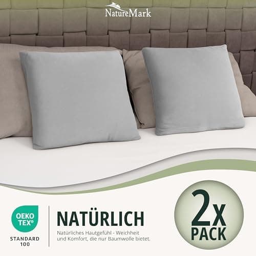 NatureMark Jersey Kissenbezüge – weich & atmungsaktiv, hautfreundlich – 40x40 cm, Anthrazit