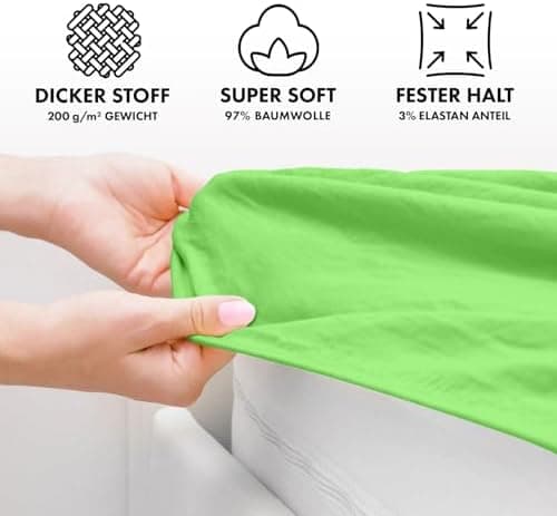 Jacobson Premium Spannbettlaken Jersey 200 g/m² – XL Überlänge für Matratzengrößen 140×200–160×220 cm, Natur