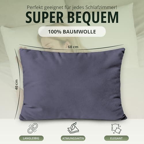 NatureMark Jersey Kissenbezüge – weich & atmungsaktiv, hautfreundlich – 40x40 cm, Anthrazit