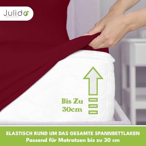 Julido Jersey-Spannbettlaken 140x200 cm – Baumwolle, OEKO-TEX® Standard 100, hautfreundlich & allergikergeeignet, Grün