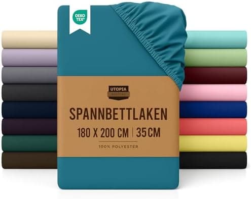 Utopia Bedding Spannbettlaken 180×200 cm – Grau, gebürstete Polyester‑Mikrofaser, OEKO‑TEX zertifiziert