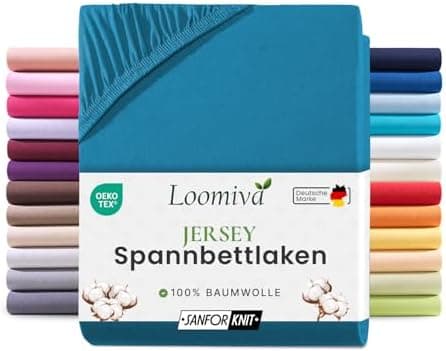 Jersey-Spannbettlaken 100% Baumwolle – 90–100×200 cm, für Matratzen bis 25 cm (Steghöhe bis 23 cm), Beige
