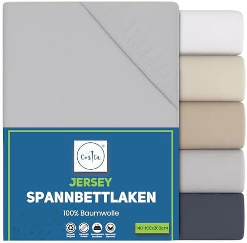 Spannbettlaken 140x200 cm – 100% Baumwoll‑Jersey, passend für Matratzen bis 25 cm Höhe