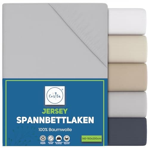 Spannbettlaken 140x200 cm – 100% Baumwoll‑Jersey, passend für Matratzen bis 25 cm Höhe