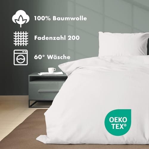 JACOBSON Bettwäsche 135x200 – 100% Baumwolle Perkal, OEKO‑TEX, 2‑teilig (135x200 + 80x80) mit Reißverschluss, Anthrazit