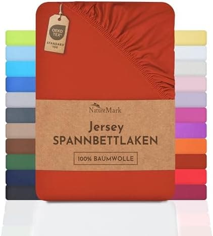 NatureMark Spannbettlaken / Spannbetttuch 100% Baumwolle, anthrazit – 90 x 200 bis 100 x 200 cm