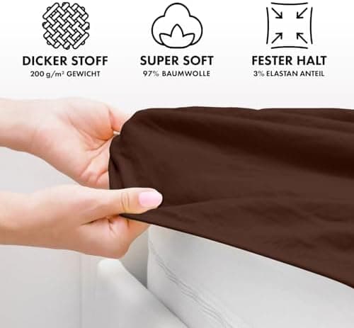 Jacobson Premium Spannbettlaken Jersey 200 g/m² – XL Überlänge für Matratzengrößen 140×200–160×220 cm, Natur