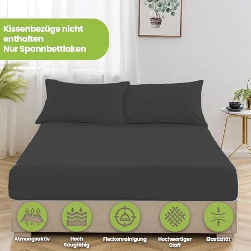 Julido Jersey-Spannbettlaken 140x200 cm – Baumwolle, OEKO-TEX® Standard 100, hautfreundlich & allergikergeeignet, Grün