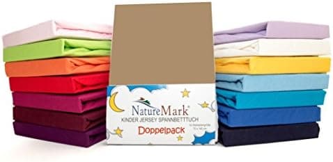 NatureMark Spannbettlaken / Spannbetttuch 100% Baumwolle, anthrazit – 90 x 200 bis 100 x 200 cm