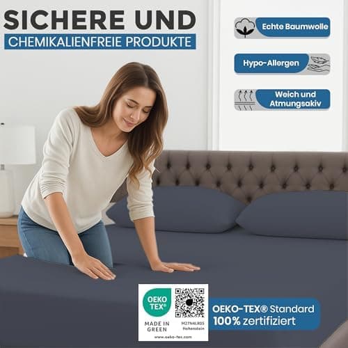 Spannbettlaken 140x200 cm – 100% Baumwoll‑Jersey, passend für Matratzen bis 25 cm Höhe