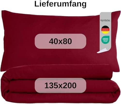 Komfortec Bettwäsche 2‑teilig (Bettbezug 155x220 + Kissenbezug 80x80) – superweiche gebürstete 100% Mikrofaser, Grau, OE