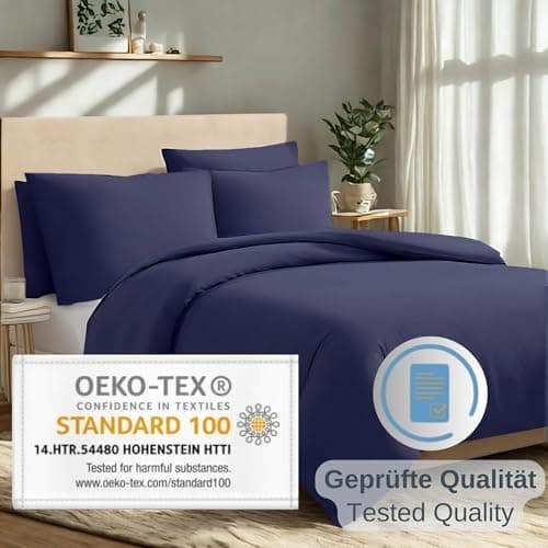 Komfortec Bettwäsche 2‑teilig (Bettbezug 155x220 + Kissenbezug 80x80) – superweiche gebürstete 100% Mikrofaser, Grau, OE