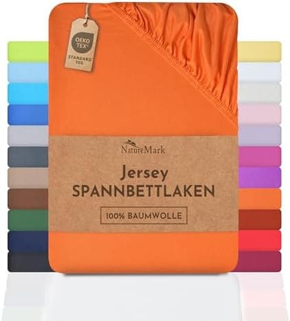 NatureMark Spannbettlaken / Spannbetttuch 100% Baumwolle, anthrazit – 90 x 200 bis 100 x 200 cm