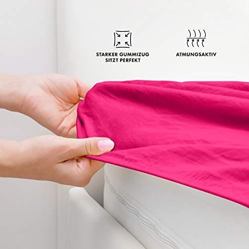 Jacobson Jersey-Spannbettlaken aus Baumwolle – OEKO-TEX STANDARD 100, 180x200–200x200 cm, Weiß