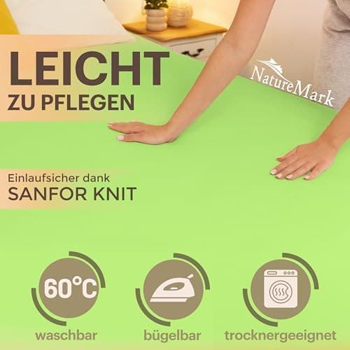 NatureMark Jersey-Spannbettlaken 2er-Pack – 100% Baumwolle, 90 x 200–100 x 200 cm, Creme/Natur