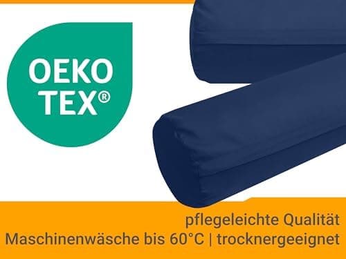 Doppelpack Baumwoll-Kissenbezüge 40 x 15 cm – Navyblau, schlichtes modernes Design