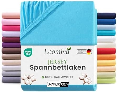 Jersey-Spannbettlaken 100% Baumwolle – 90–100×200 cm, für Matratzen bis 25 cm (Steghöhe bis 23 cm), Beige