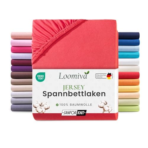 Jersey-Spannbettlaken 100% Baumwolle – 90–100×200 cm, für Matratzen bis 25 cm (Steghöhe bis 23 cm), Beige