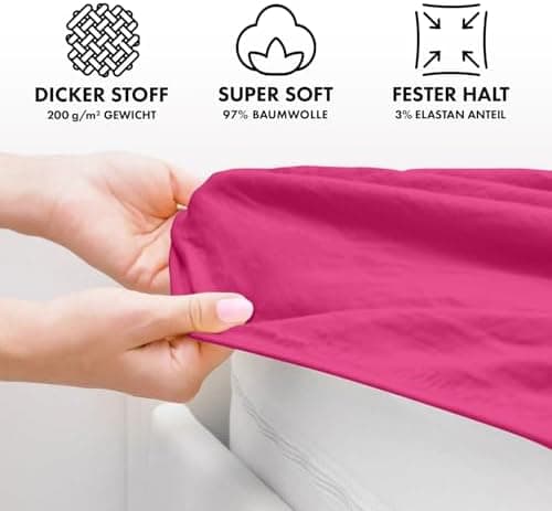 Jacobson Premium Spannbettlaken Jersey 200 g/m² – XL Überlänge für Matratzengrößen 140×200–160×220 cm, Natur