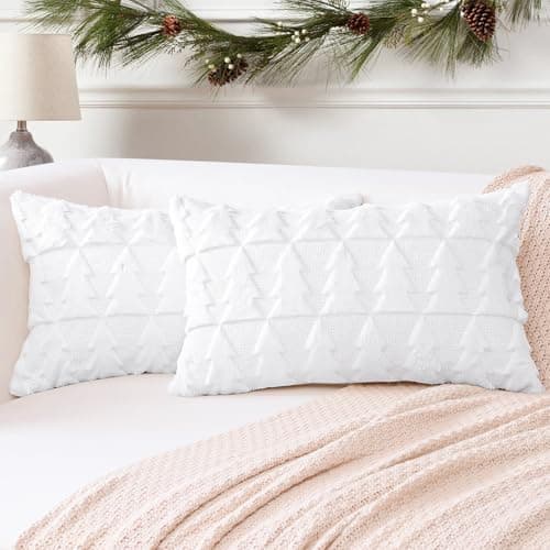Artscope 2er-Set Kissenbezüge (40x40 cm) – weicher Kurzplüsch Wollsamt, Schneeflocke Creme Beige