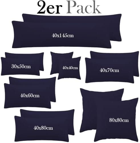 Kissenbezug 40x80 cm 2er Set – 100% Mikrofaser Beige, weich & bügelfrei mit Reißverschluss