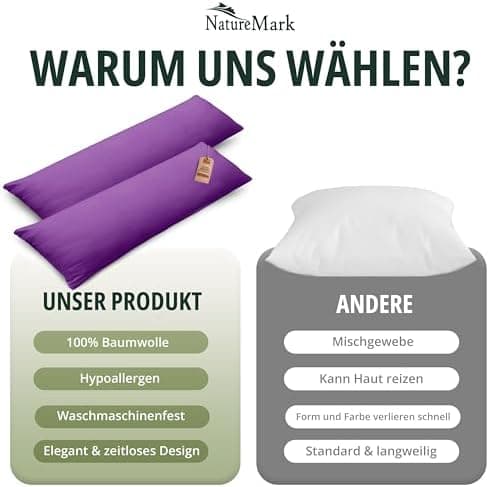 NatureMark Jersey Kissenbezüge – weich & atmungsaktiv, hautfreundlich – 40x40 cm, Anthrazit