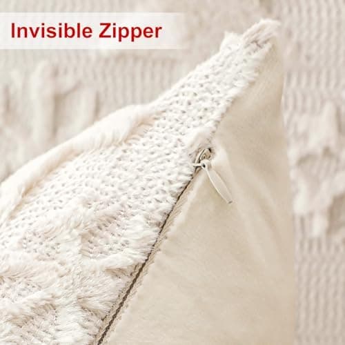Artscope 2er-Set Kissenbezüge (40x40 cm) – weicher Kurzplüsch Wollsamt, Schneeflocke Creme Beige