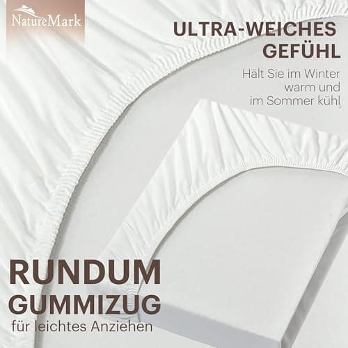 NatureMark Jersey-Spannbettlaken 2er-Pack – 100% Baumwolle, 90 x 200–100 x 200 cm, Creme/Natur