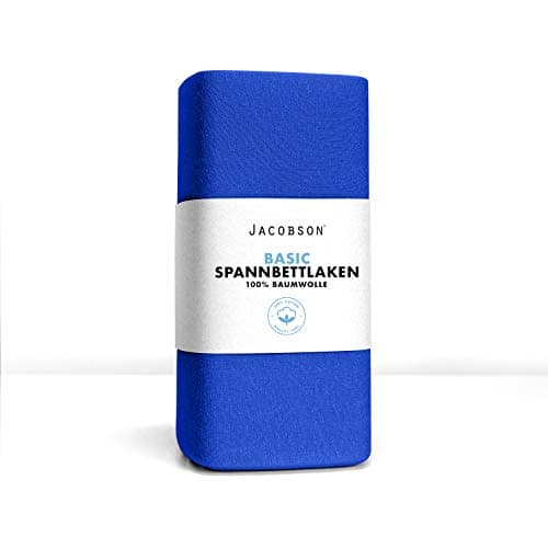Jacobson Jersey-Spannbettlaken aus Baumwolle – OEKO-TEX STANDARD 100, 180x200–200x200 cm, Weiß