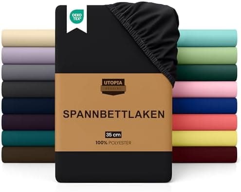 Utopia Bedding Spannbettlaken 180×200 cm – Grau, gebürstete Polyester‑Mikrofaser, OEKO‑TEX zertifiziert