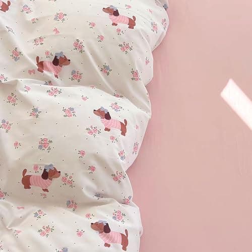 Bettwäsche 135x200 Blumen – Mikrofaser Renforcé, weich & pflegeleicht, Weiß/Rosa Aesthetic Wendebettwäsche 2-teilig mit