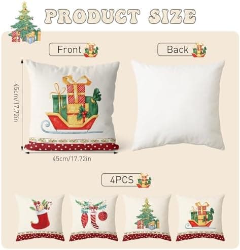 Aitsite 4er-Pack Weihnachts-Kissenbezüge 45 x 45 cm – Winterliche Dekoration für Sofa & Wohnzimmer