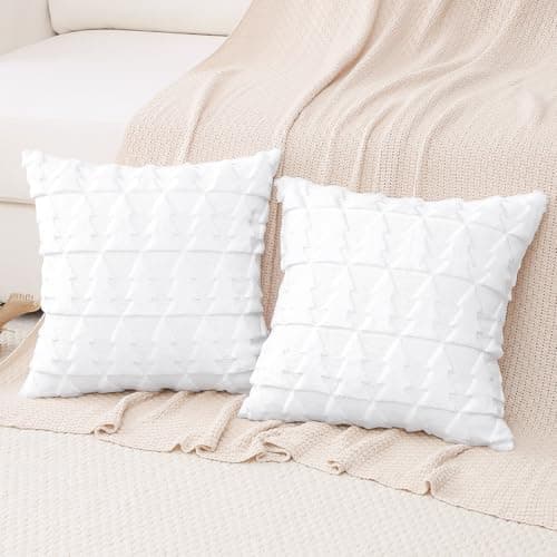 Artscope 2er-Set Kissenbezüge (40x40 cm) – weicher Kurzplüsch Wollsamt, Schneeflocke Creme Beige
