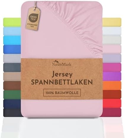NatureMark Spannbettlaken / Spannbetttuch 100% Baumwolle, anthrazit – 90 x 200 bis 100 x 200 cm