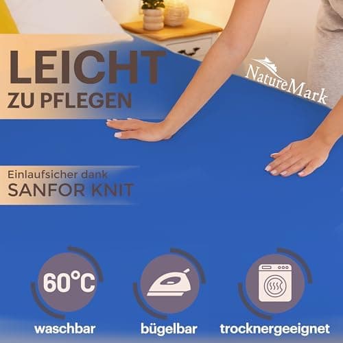 NatureMark Jersey-Spannbettlaken 2er-Pack – 100% Baumwolle, 90 x 200–100 x 200 cm, Creme/Natur