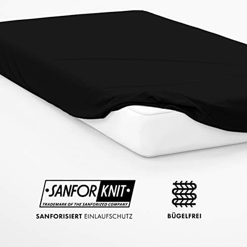 Jacobson Jersey-Spannbettlaken aus Baumwolle – OEKO-TEX STANDARD 100, 180x200–200x200 cm, Weiß
