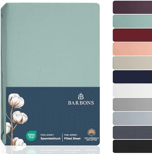 BARBONS Spannbettlaken 140x200 cm – 100% Baumwolle Jersey, für Boxspringbett & Matratzen bis 27 cm – Hellgrau