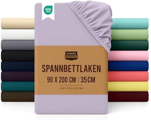 Utopia Bedding Spannbettlaken 180×200 cm – Grau, gebürstete Polyester‑Mikrofaser, OEKO‑TEX zertifiziert