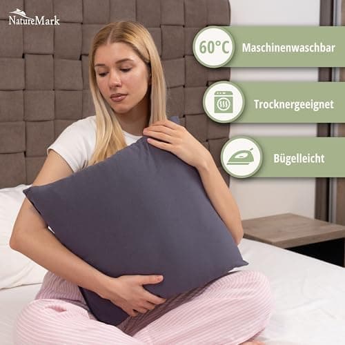 NatureMark Jersey Kissenbezüge – weich & atmungsaktiv, hautfreundlich – 40x40 cm, Anthrazit
