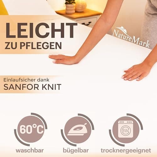 NatureMark Jersey-Spannbettlaken 2er-Pack – 100% Baumwolle, 90 x 200–100 x 200 cm, Creme/Natur